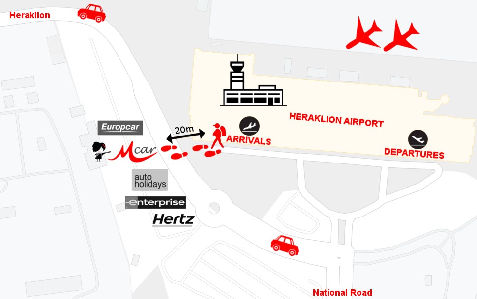 heraklion airport how to find us